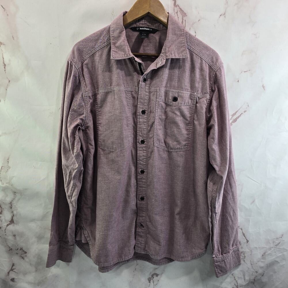 Black Diamond Shirt Mens Large Pink Red Long Sleeve Button Up Post Climbing